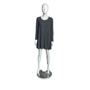 Puella Black and White Striped Long Sleeve Dress